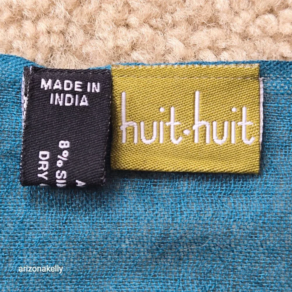 Wool/Silk Lightweight Polka Dot Scarf Blue - Picture 5 of 10